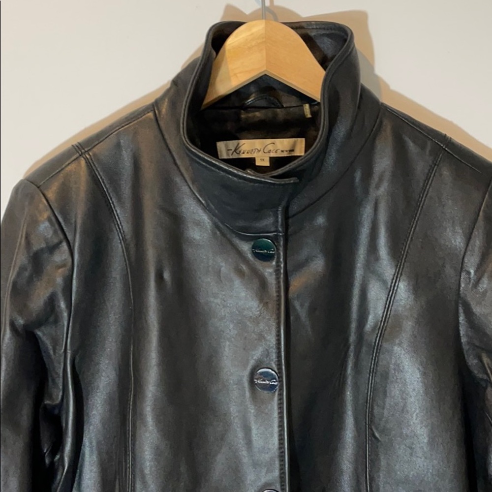 Kenneth Cole New York 💯 Leather Coat 1X - Picture 4 of 13